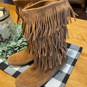 Lauren Conrad Suede Fringe Boots size 8